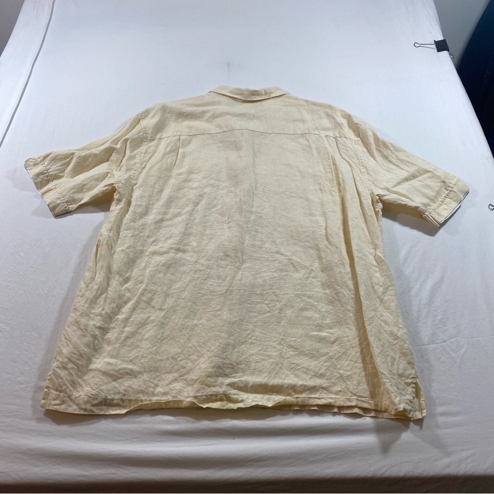 Cubavera Shirt linen Men button down short sleeve Light Tan Summer Beach Natural - Picture 13 of 15
